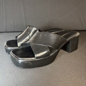 Jeffrey Campbell Bubblegum Y2K Platform Jelly Sandals Black Chunky Heels, Size 7